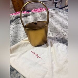 AUTHENTIC Salvatore Ferragamo vintage gold bucket bag